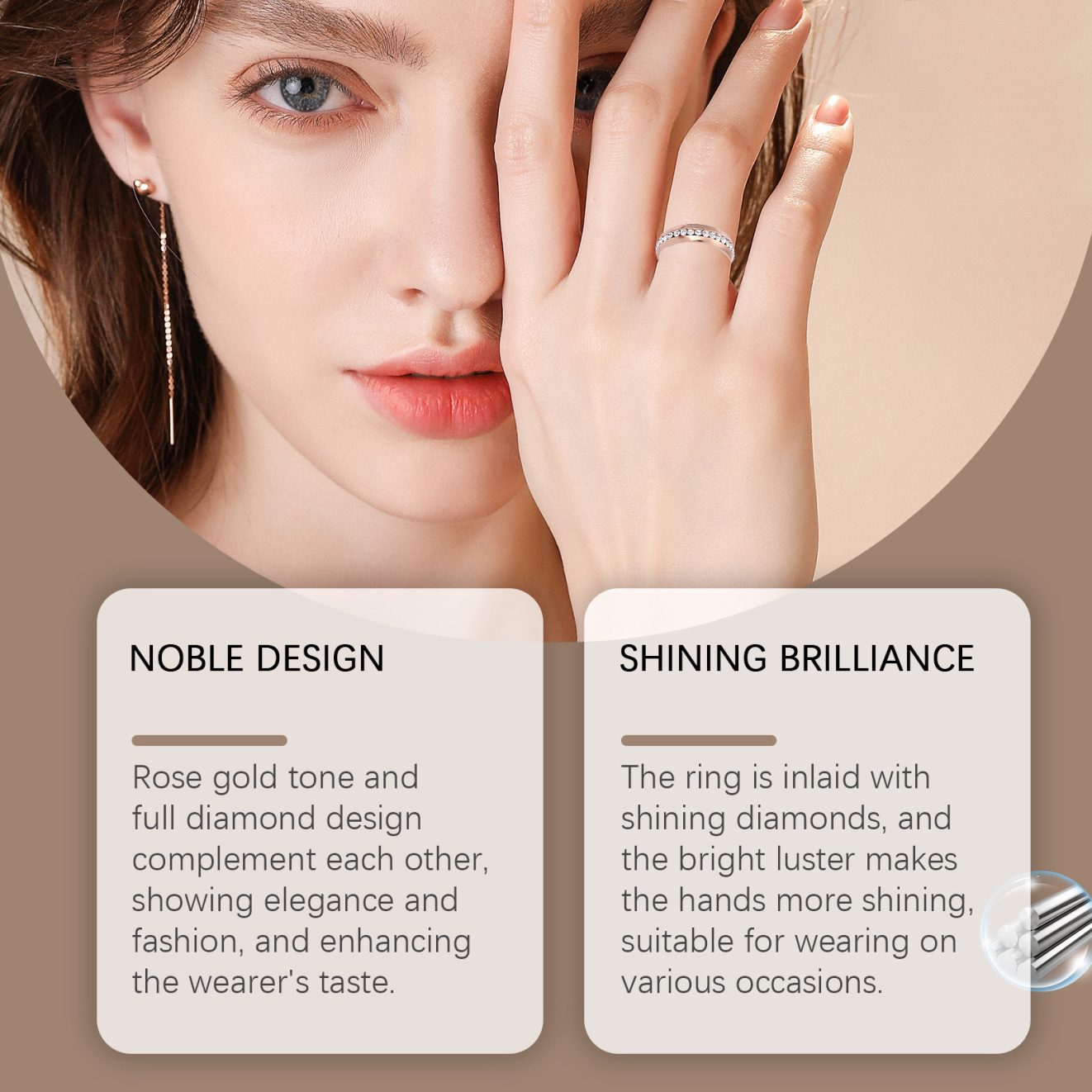 Hoexe Rose Gold Ring Women's Light Luxury Rose Gold Ornament Ring Exquisite And Versatile Niche Ring - Image 4