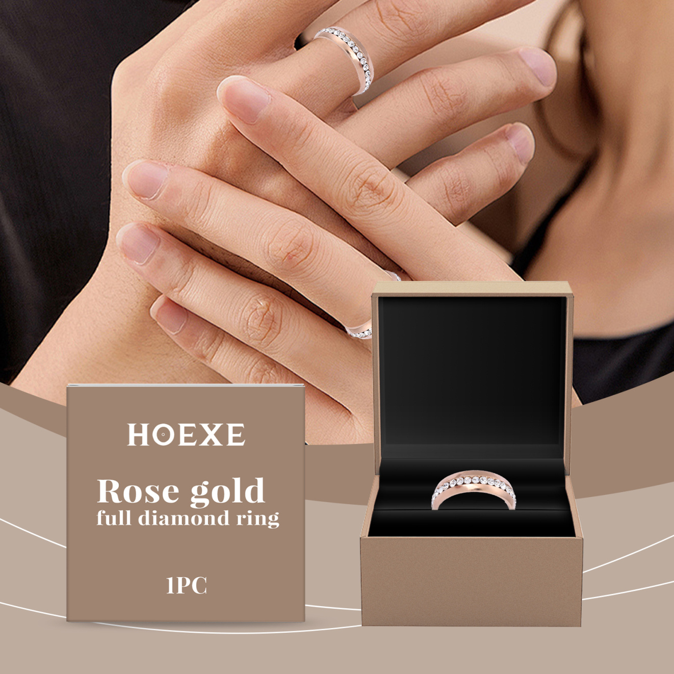 Hoexe Rose Gold Ring Women's Light Luxury Rose Gold Ornament Ring Exquisite And Versatile Niche Ring - Image 5